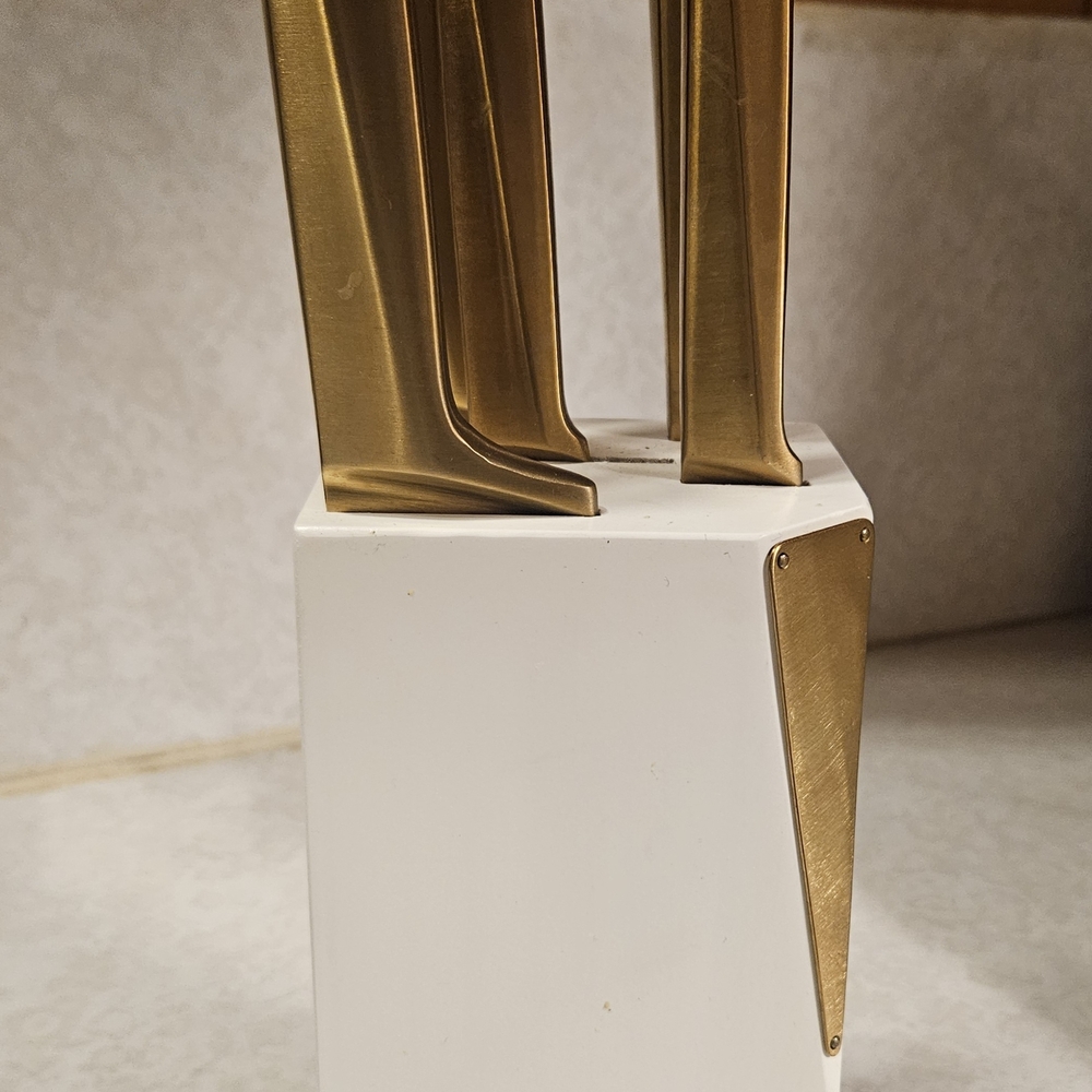 Modern Gold and White Sculpture
